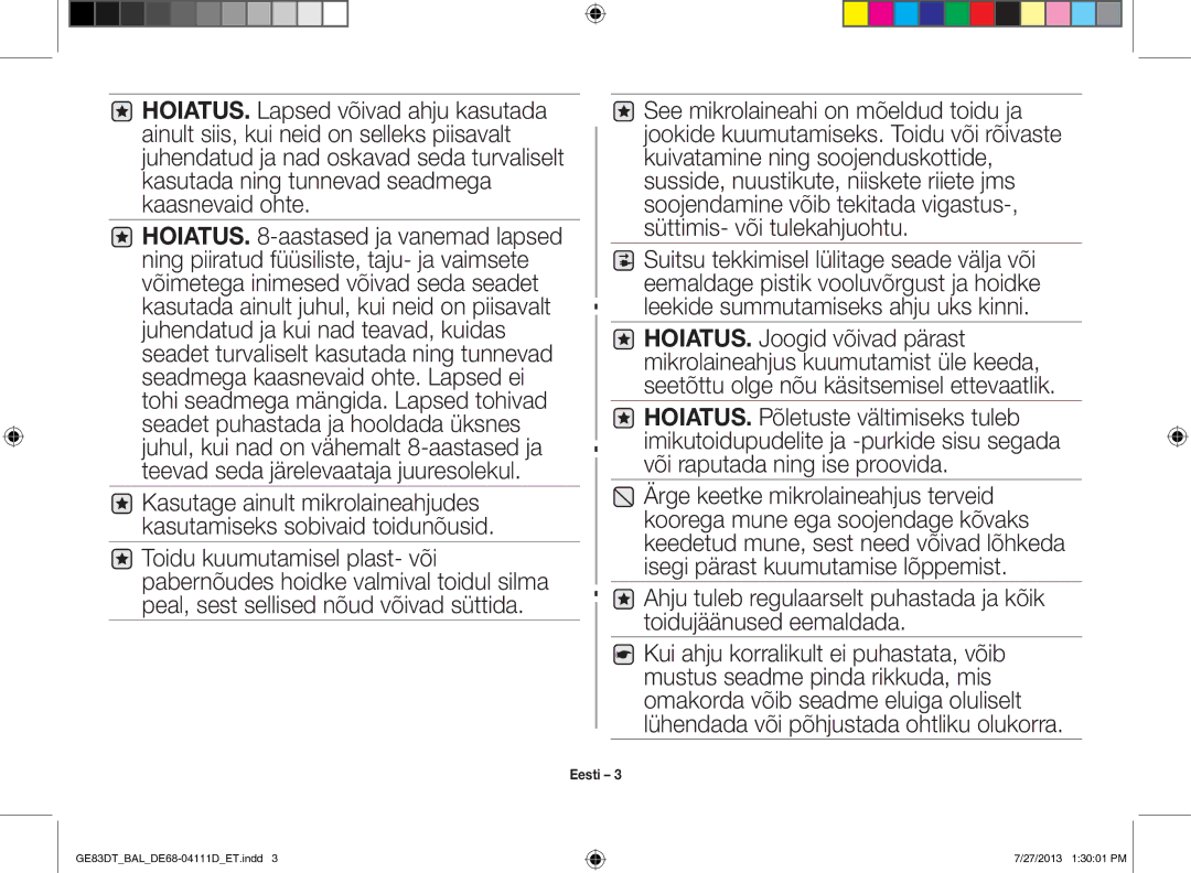 Samsung GE83DT-1/BAL manual Eesti 