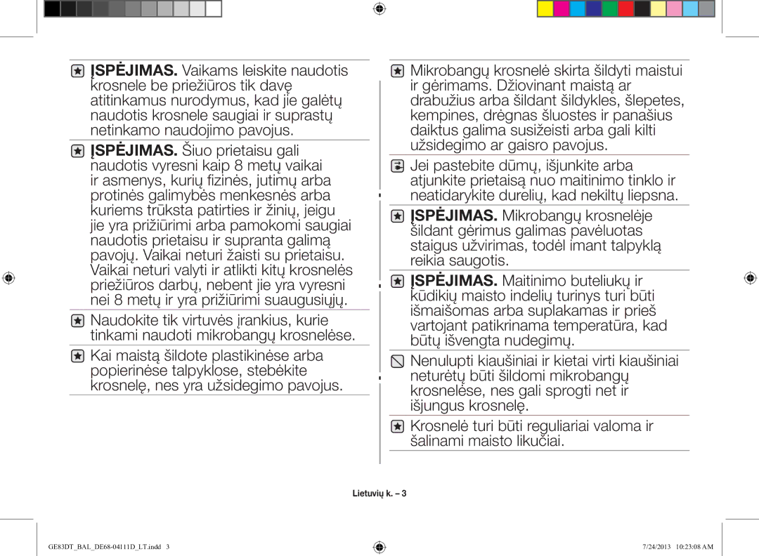 Samsung GE83DT-1/BAL manual Lietuvių k 