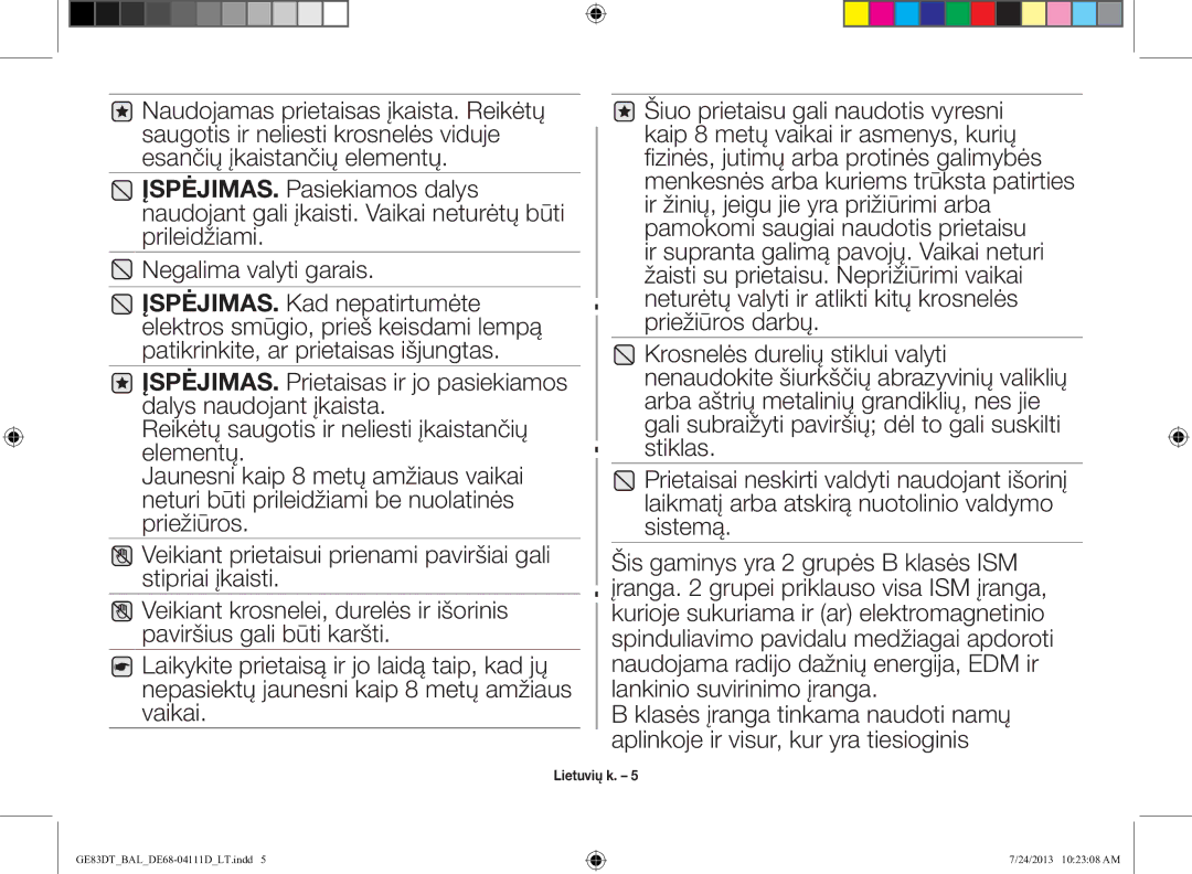 Samsung GE83DT-1/BAL manual Lietuvių k 