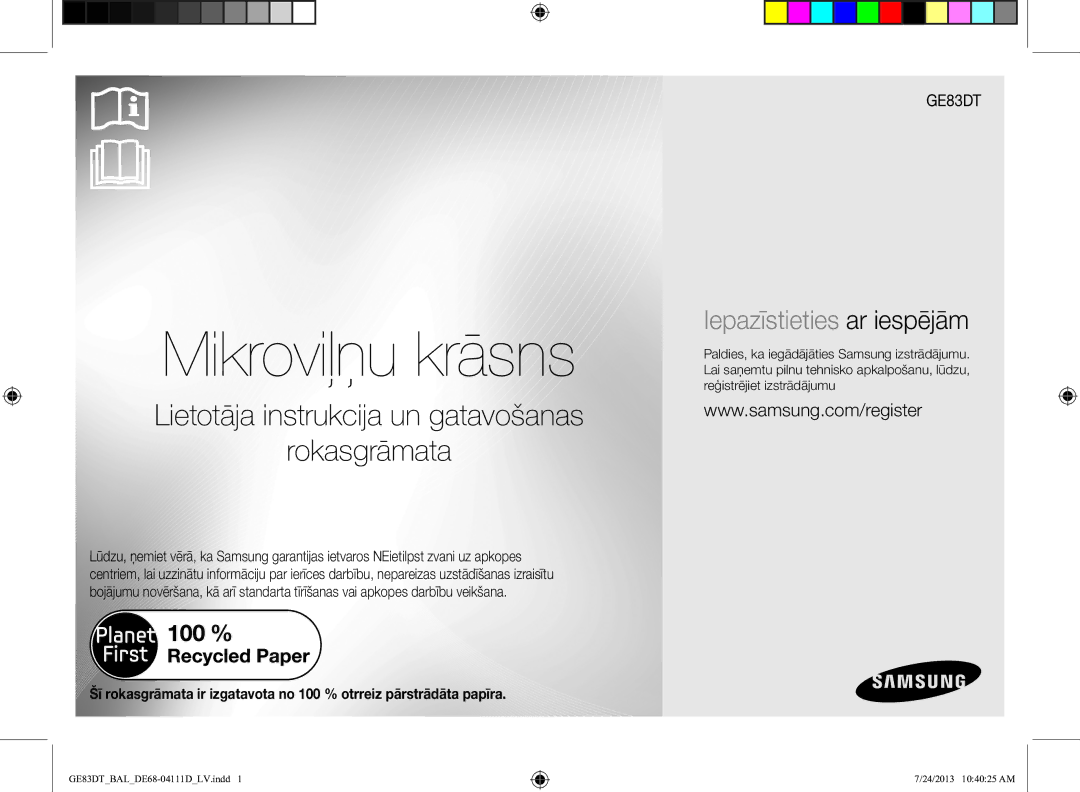 Samsung GE83DT-1/BAL manual Mikroviļņu krāsns 