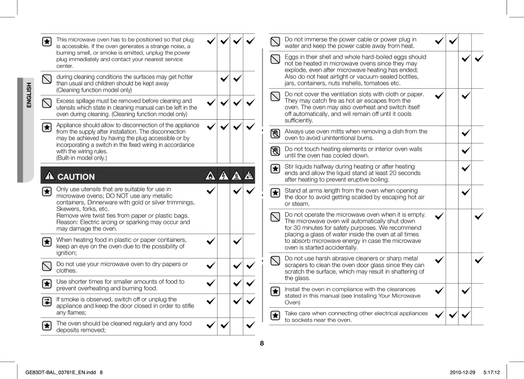 Samsung GE83DT/BAL manual English 