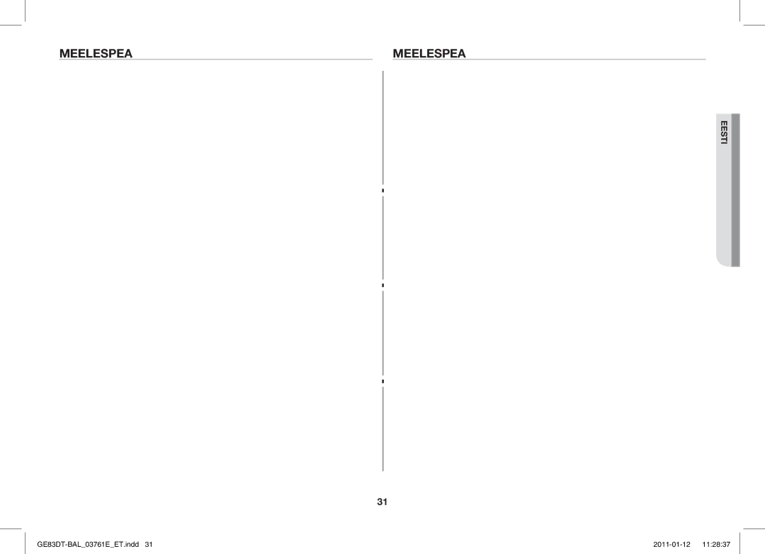 Samsung GE83DT/BAL manual Meelespea 