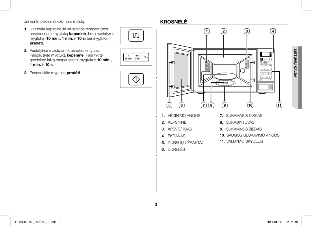 Samsung GE83DT/BAL manual Krosnelė 