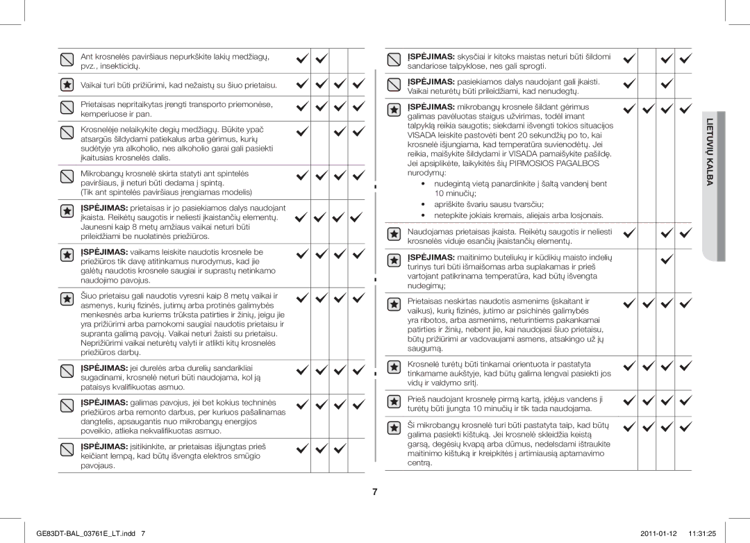 Samsung GE83DT/BAL manual Lietuvių Kalba 