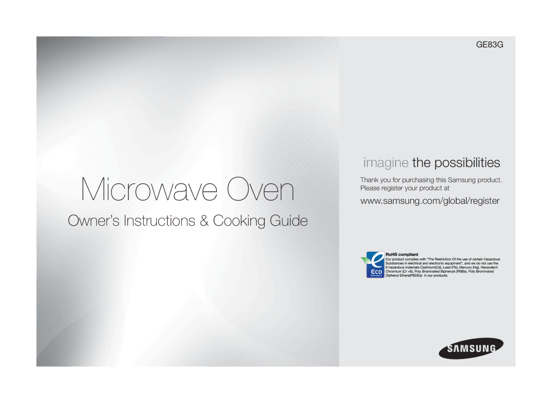 Samsung GE83G/GEN manual Microwave Oven 