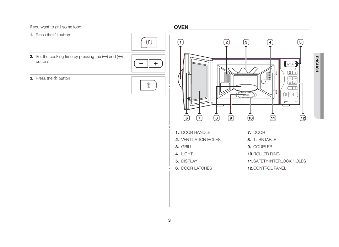 Samsung GE83G/GEN manual Oven, 1112 