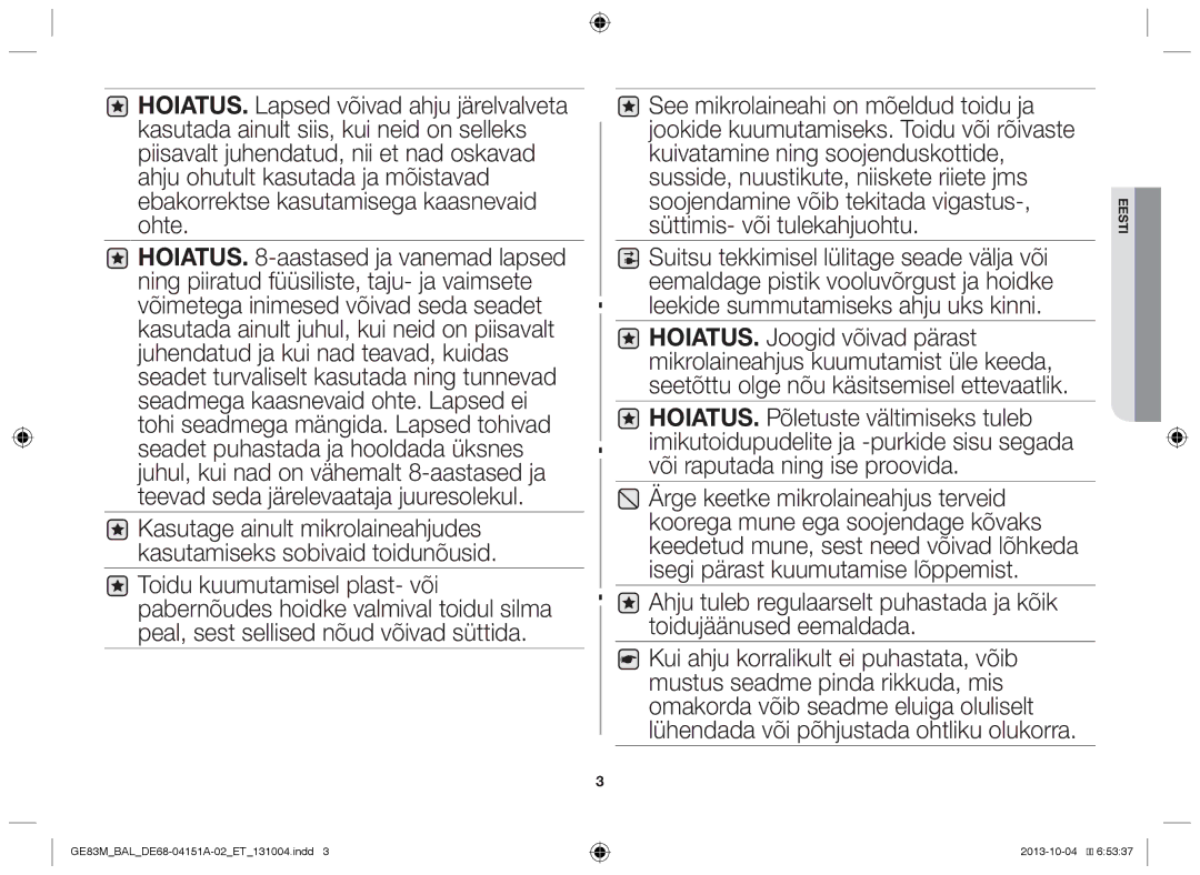 Samsung GE83M/BAL manual Eesti 