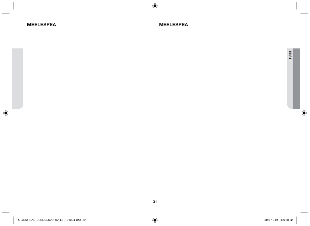 Samsung GE83M/BAL manual Meelespea 