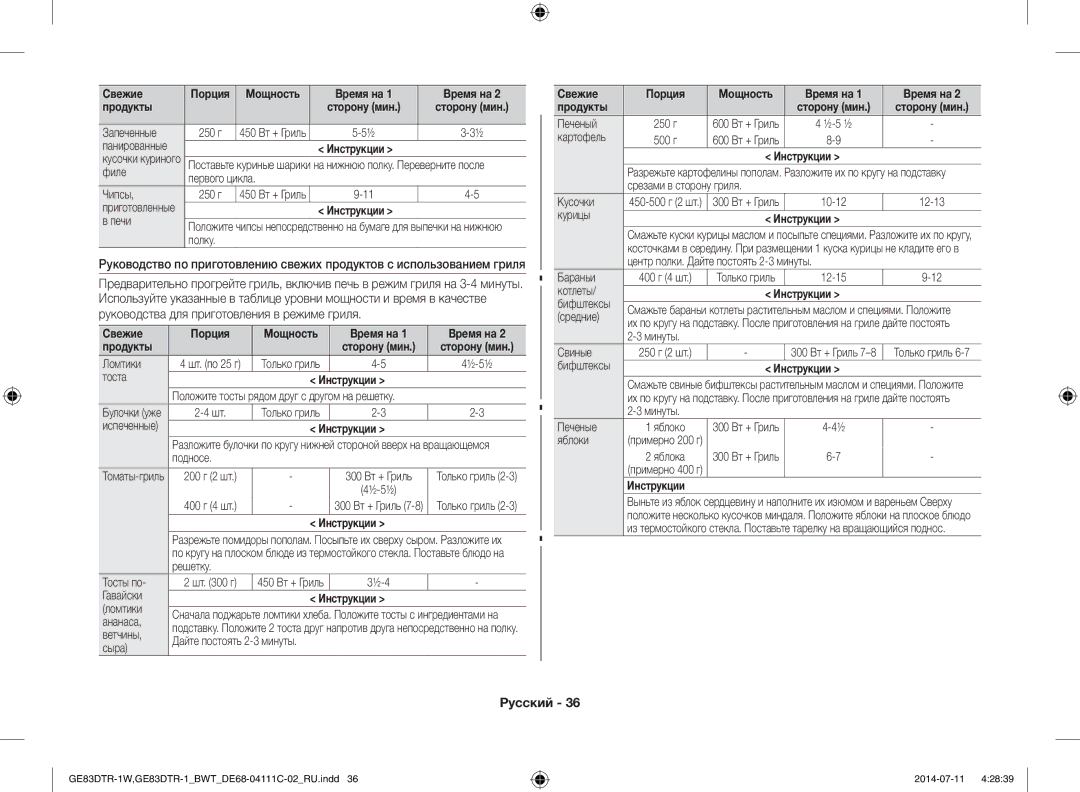 Samsung GE83MR/BWT manual Ломтики, Тоста Инструкции 