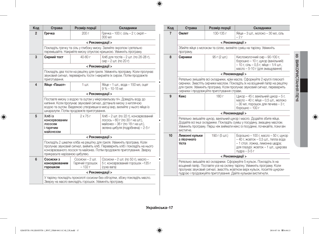 Samsung GE83MR/BWT manual Українська-17 