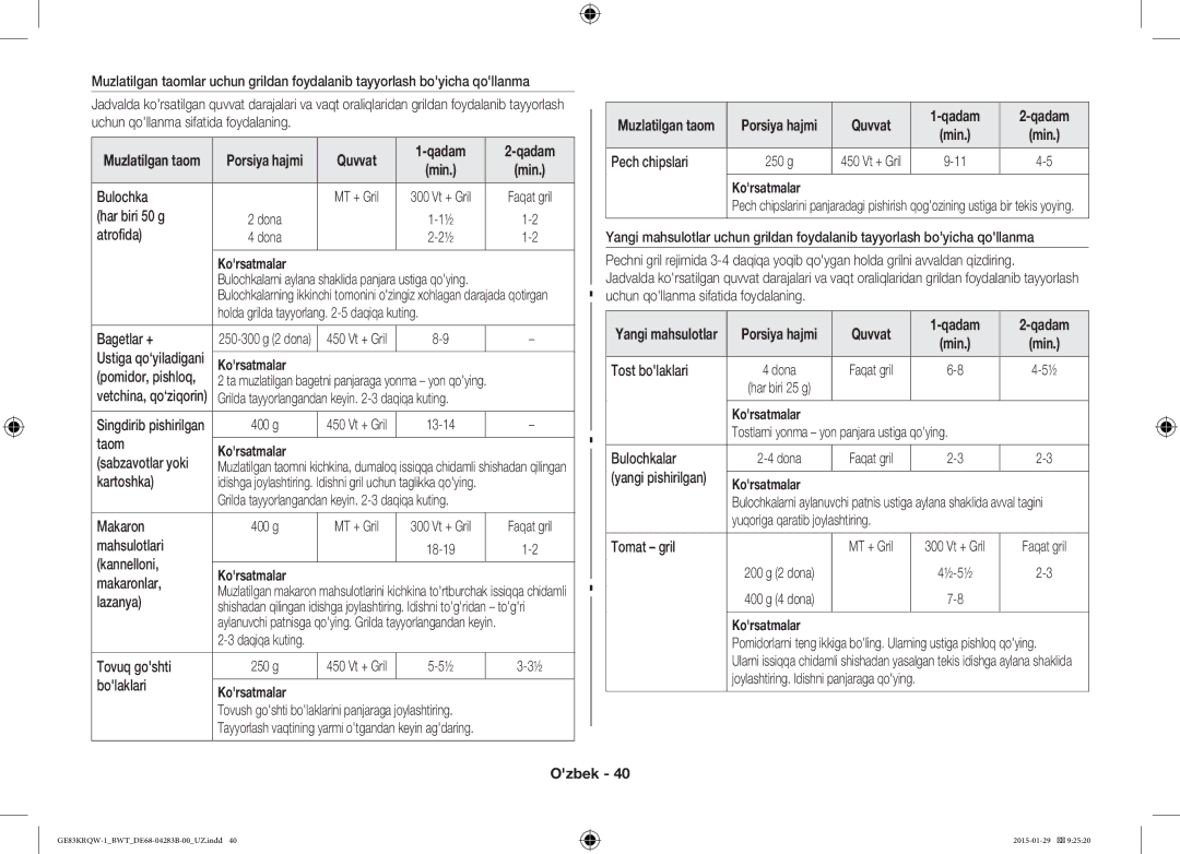 Samsung GE83DTRQW-1/BW, GE83MRQ/BW, GE83MRTQS/BW manual Quvvat Qadam 