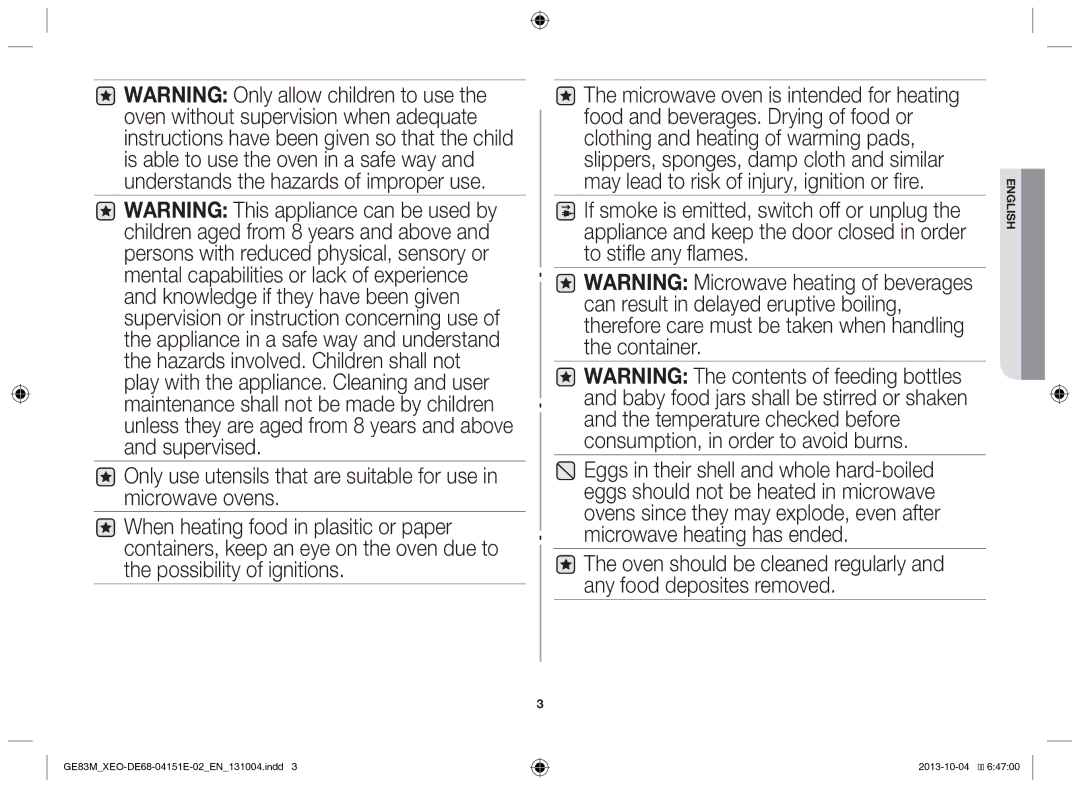 Samsung GE83M/XEO manual English 