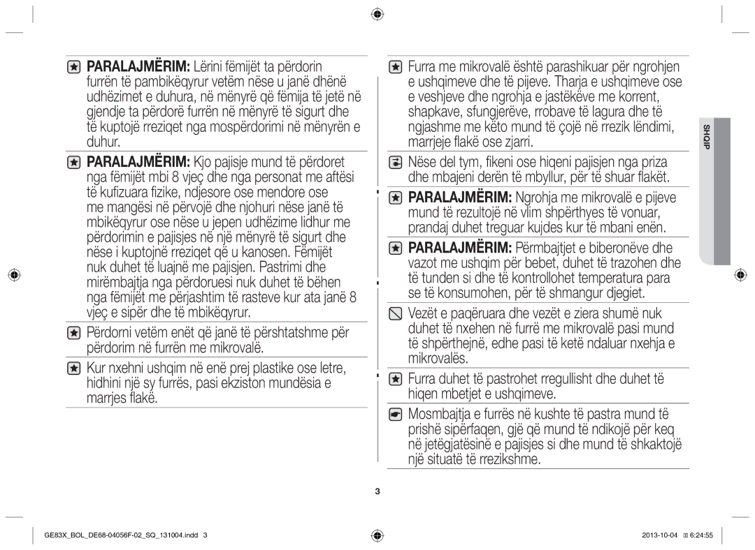 Samsung GE83X/BOL manual Shqip 