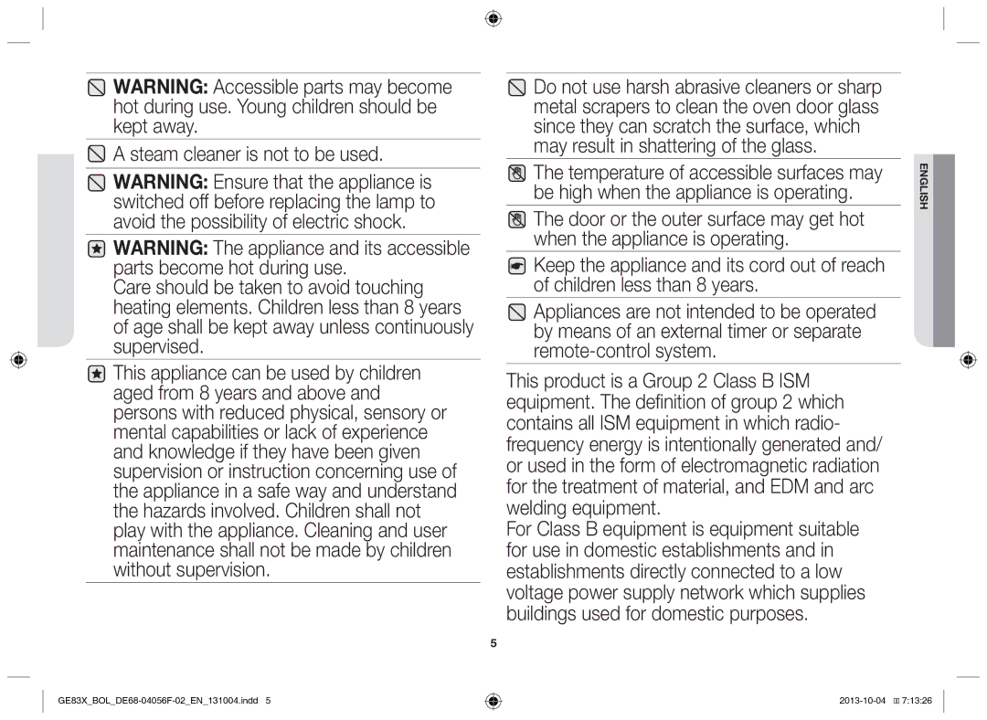 Samsung GE83X/BOL manual English 