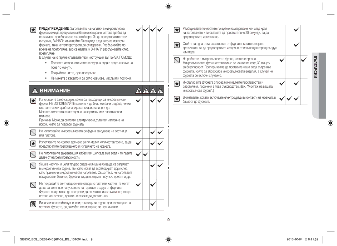 Samsung GE83X/BOL manual Поне 10 минути Покрийте с чиста, суха превръзка 