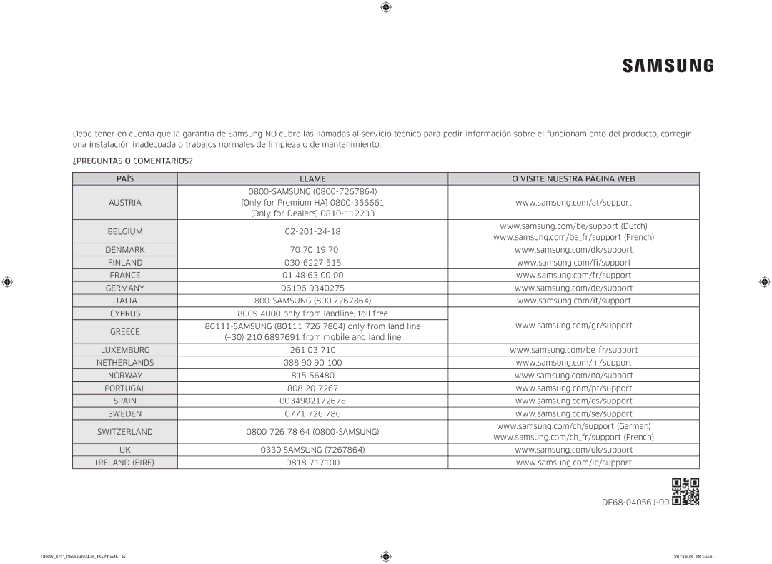 Samsung GE83X/XEC manual Austria 