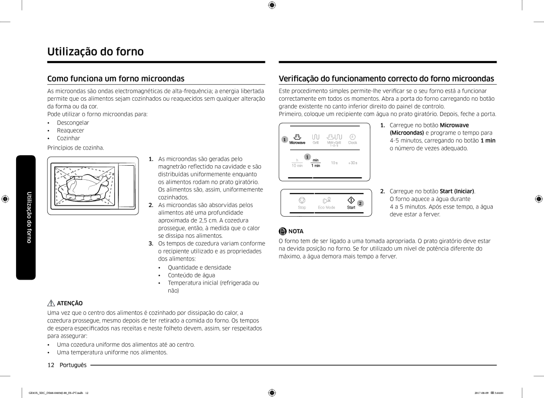 Samsung GE83X/XEC manual Utilização do forno, Como funciona um forno microondas 