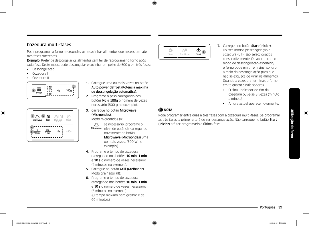 Samsung GE83X/XEC manual Cozedura multi-fases 