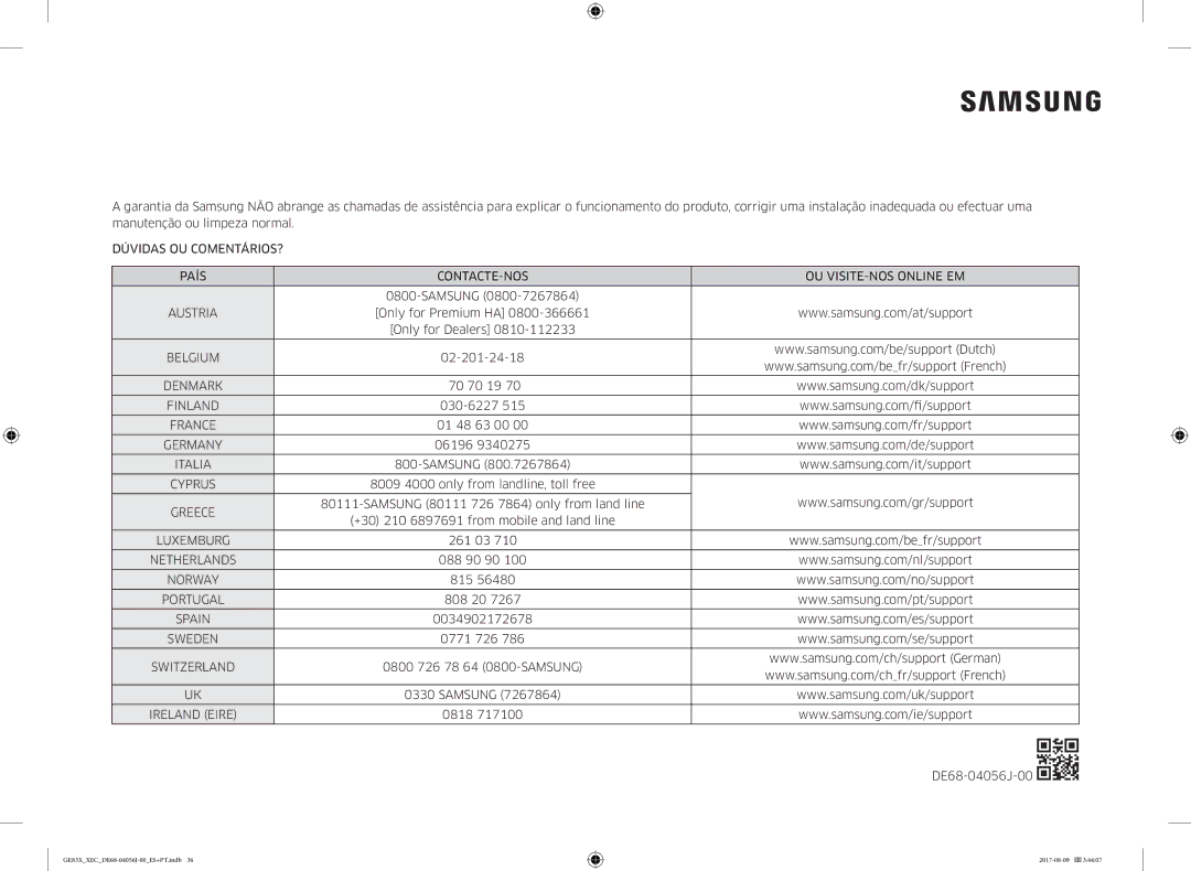 Samsung GE83X/XEC manual Austria 