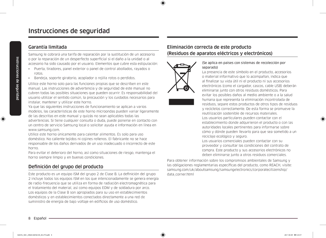 Samsung GE83X/XEC manual Garantía limitada, Definición del grupo del producto 