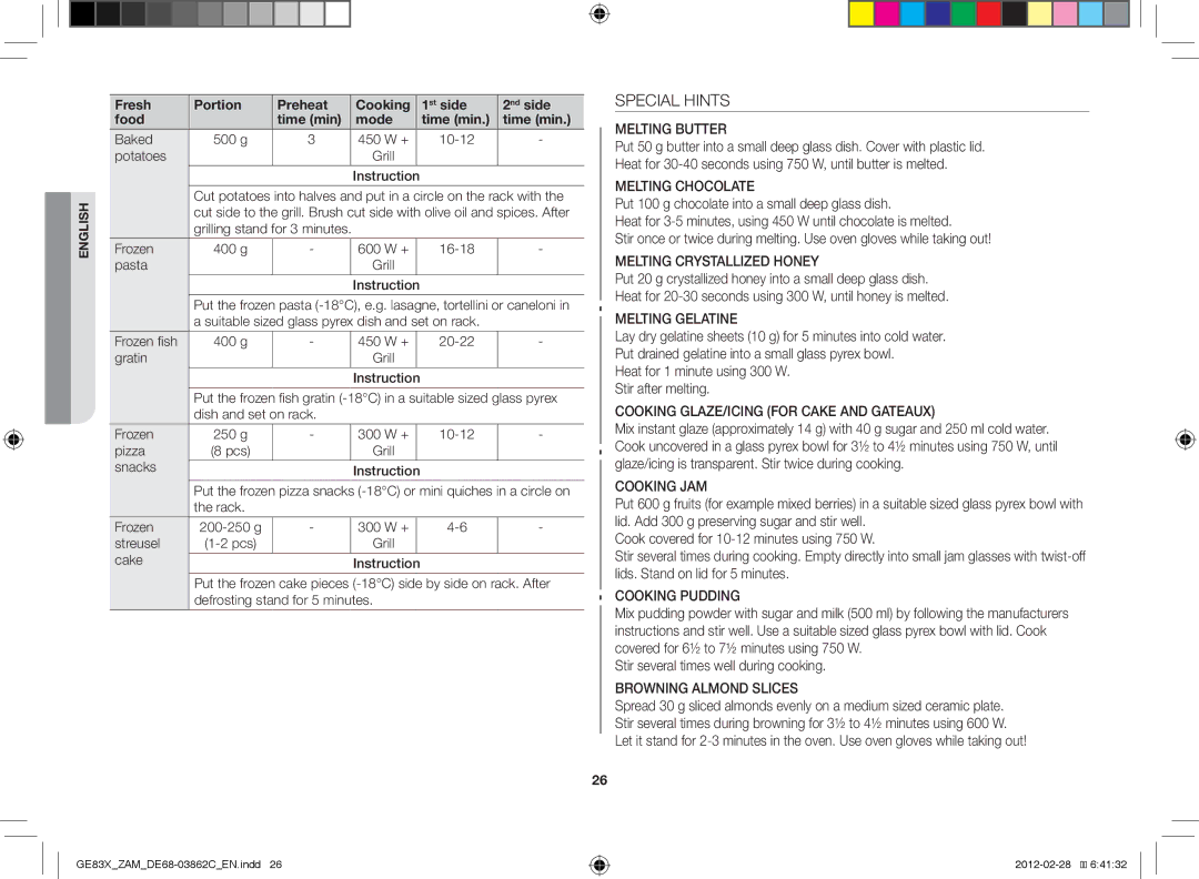 Samsung GE83X/ZAM manual Stir several times well during cooking 