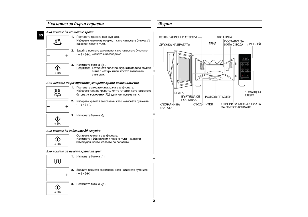 Samsung GE86N-B/BOL, GE86N-S/BOL manual Указател за бързи справки, Фурна 