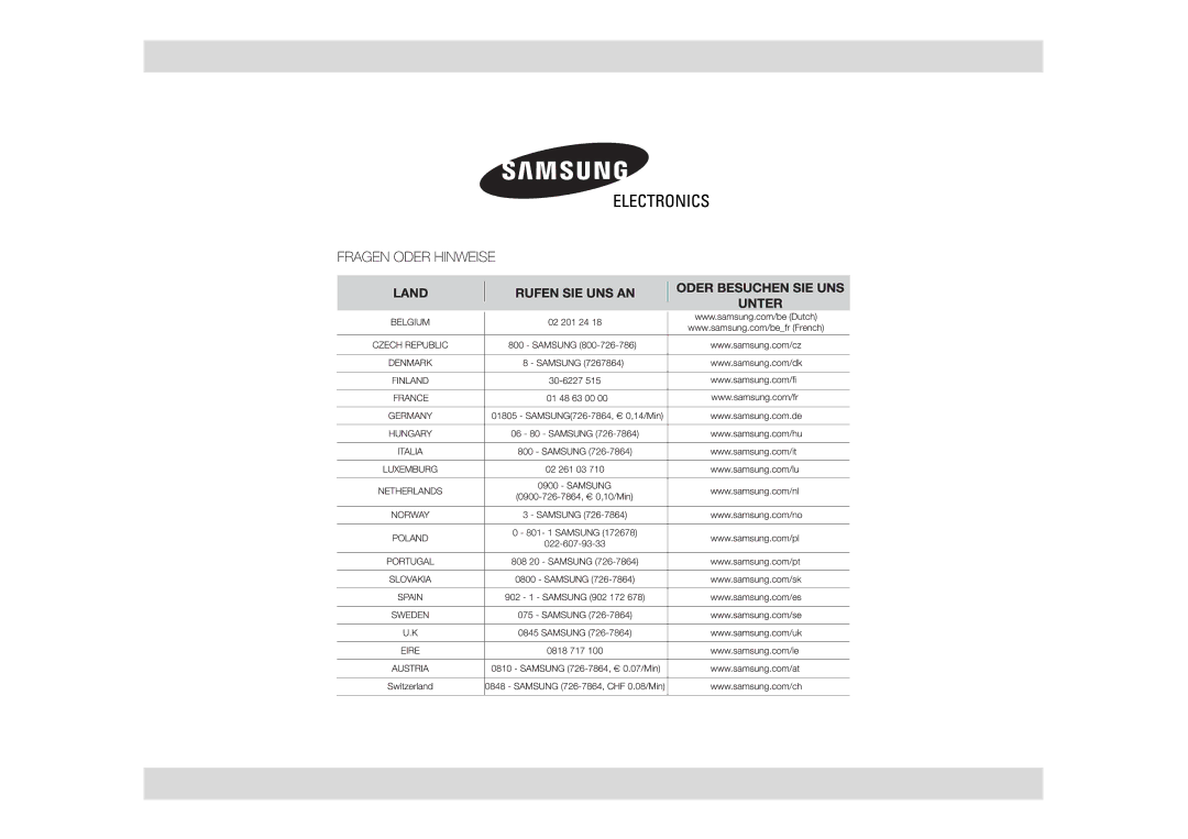 Samsung GE86N-S/XEG, GE86N-S/XSG manual 