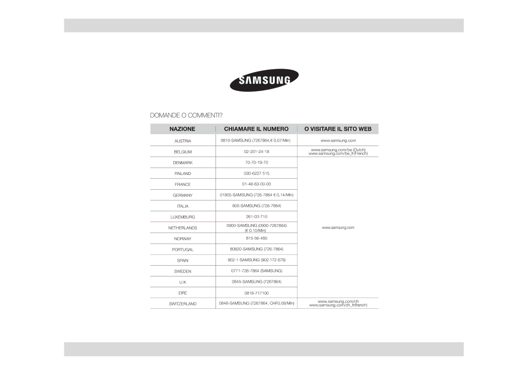 Samsung GE86NT-B/XET manual Austria 