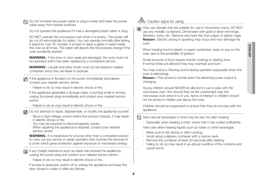 Samsung GE86NT-S/XSV manual English 