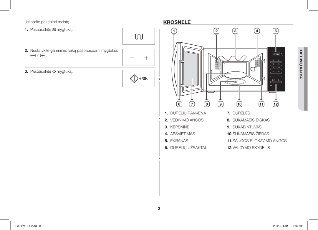 Samsung GE86V-WW/BAL, GE86V-BB/BAL manual Krosnelė 