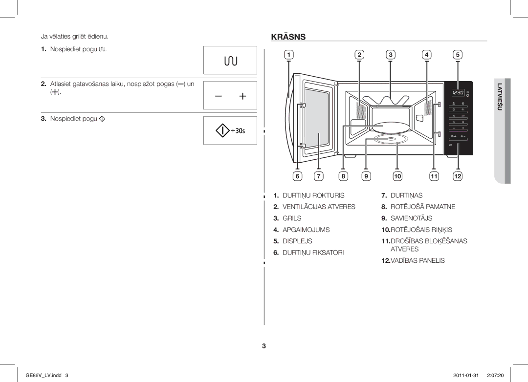 Samsung GE86V-WW/BAL, GE86V-BB/BAL manual Krāsns 