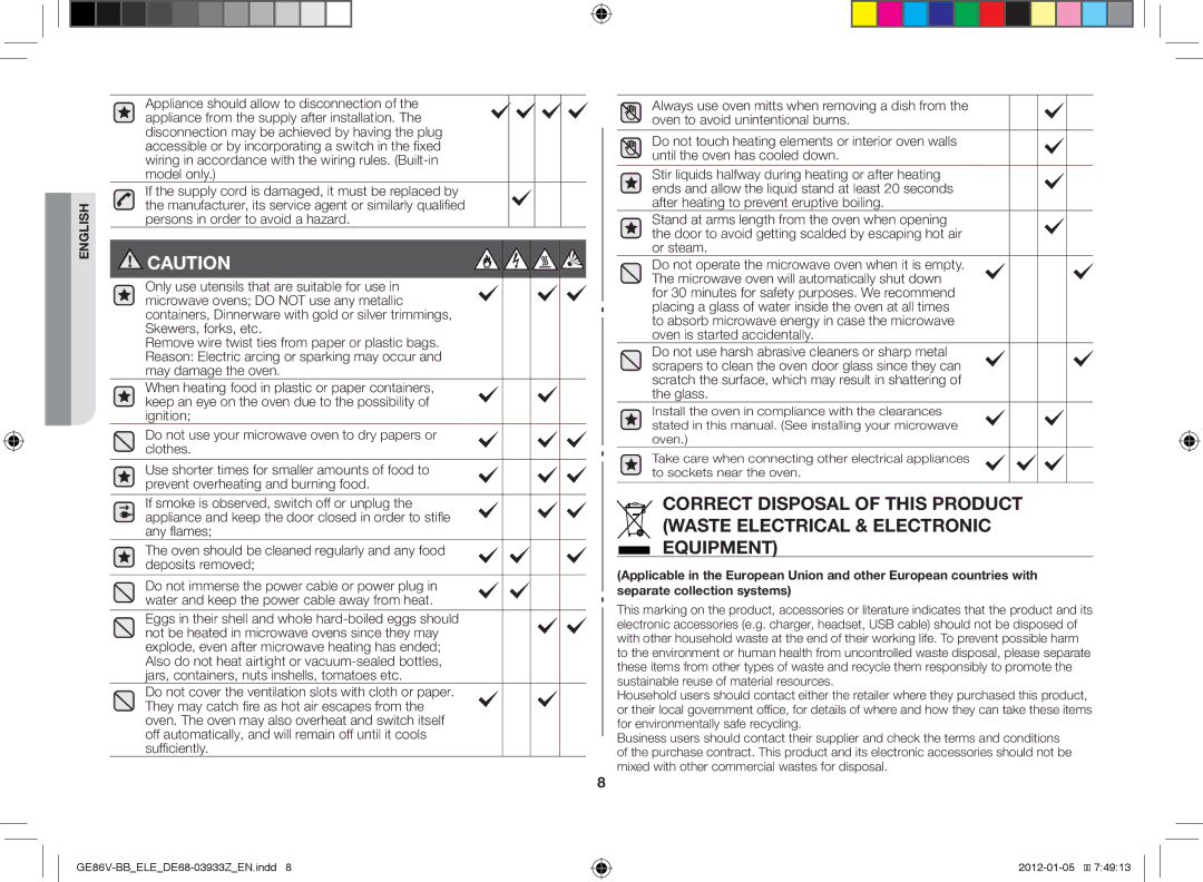 Samsung GE86V-BB/ELE manual English 