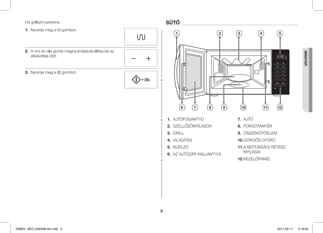 Samsung GE86V-BB/XEO, GE86V-SS/BOL, GE86V-SS/XEO manual Sütő 