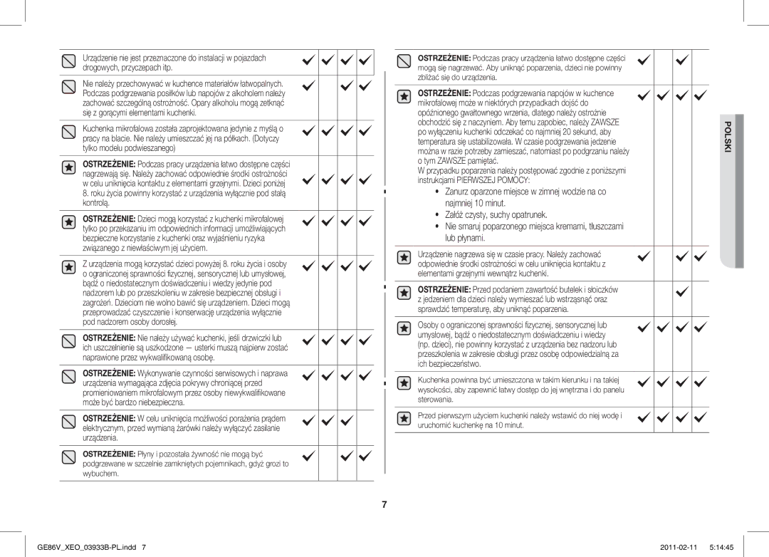 Samsung GE86V-BB/XEO, GE86V-SS/BOL, GE86V-SS/XEO manual Polski 