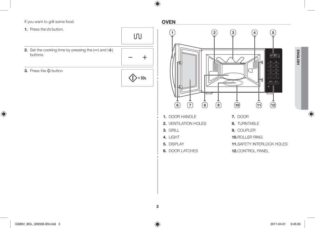 Samsung GE86V-SS/XEO, GE86V-SS/BOL, GE86V-WW/BOL manual Oven 