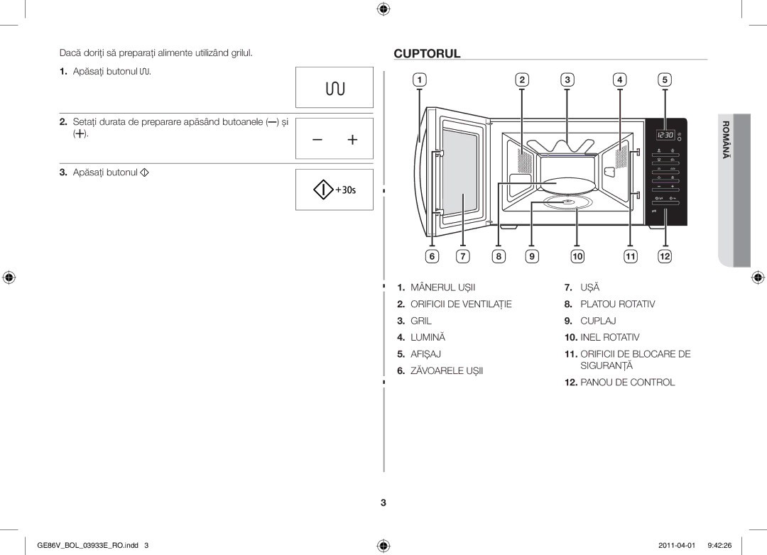 Samsung GE86V-SS/BOL, GE86V-WW/BOL, GE86V-SS/XEO manual Cuptorul 