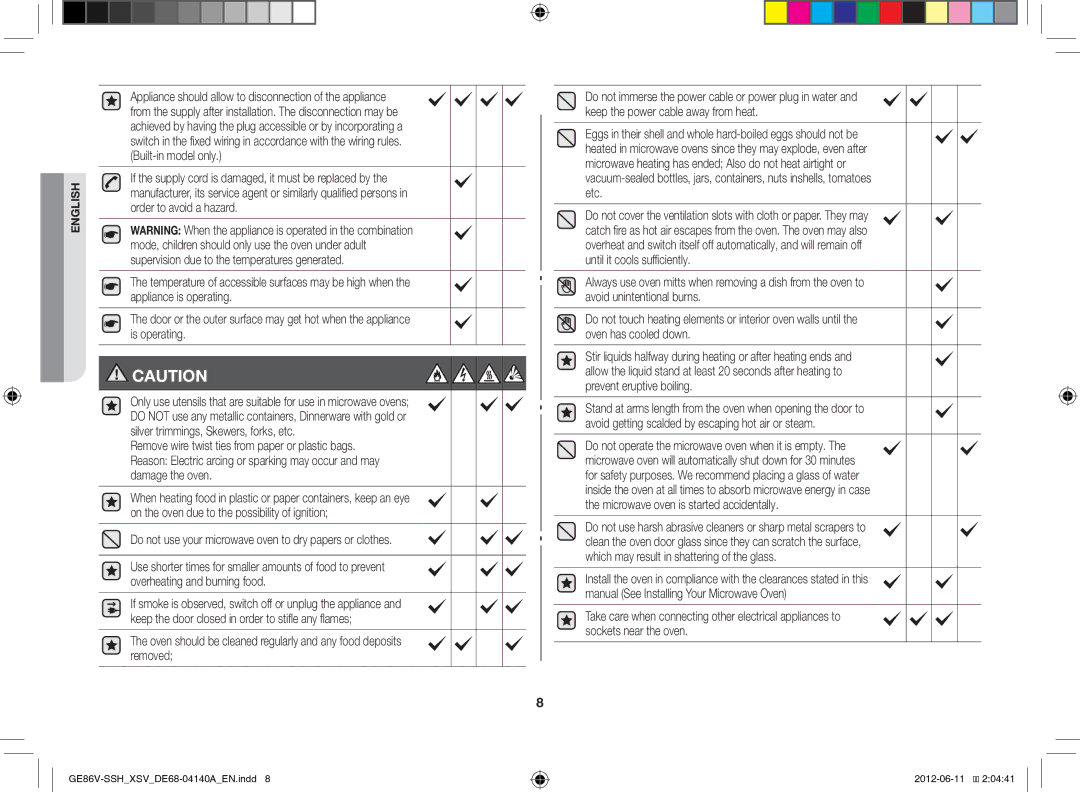 Samsung GE86V-SSH/XSV manual Do not use your microwave oven to dry papers or clothes 