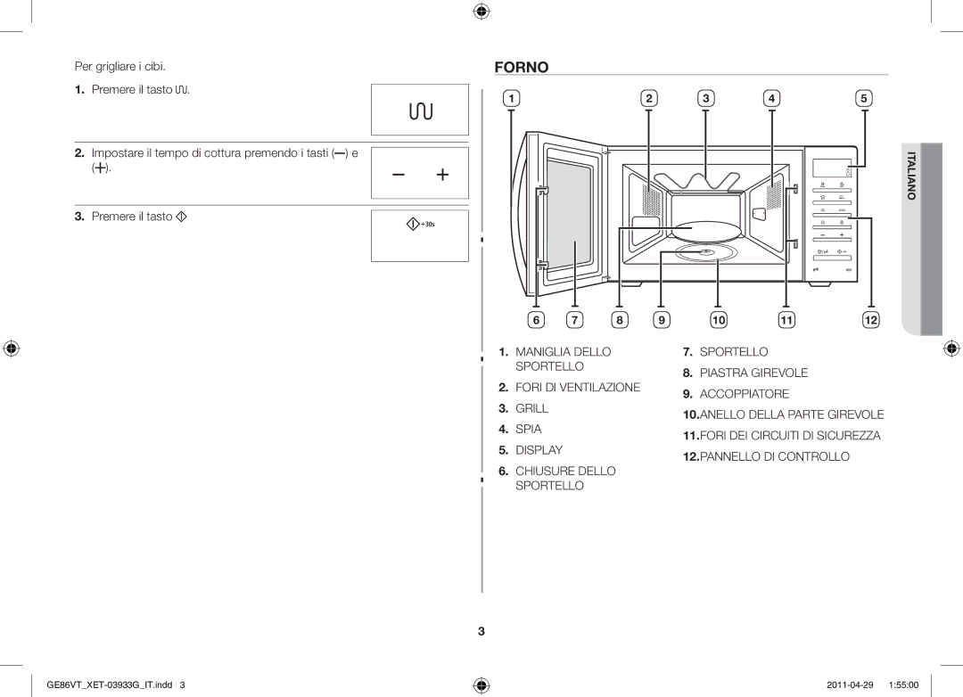 Samsung GE86VT-SSF/XET, GE86VT-SSH/XET, GE86VT-SS/XET, GE86VT-BBF/XET manual Forno 