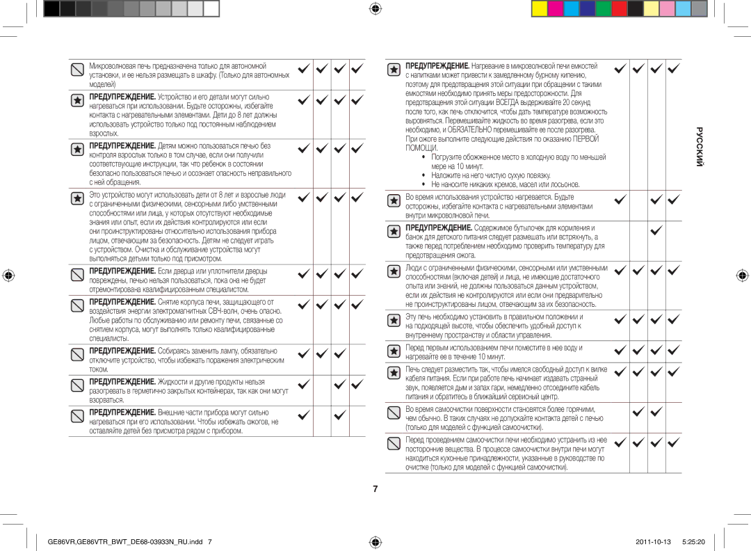 Samsung GE86VR-WWH/BWT, GE86VTRSSH/BWT, GE86VTRWWH/BWT, GE86VR-SSH/BWT manual Не наносите никаких кремов, масел или лосьонов 