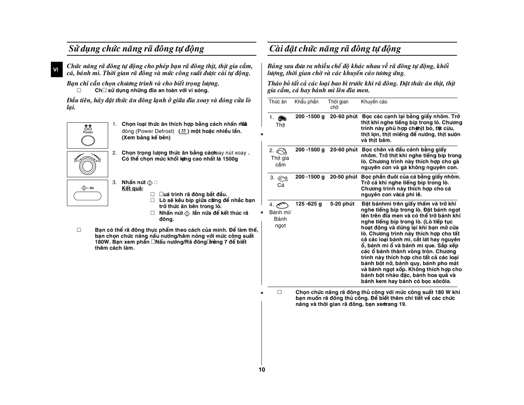 Samsung GE872-S/XSV manual Söû duïng chöùc naêng raõ ñoâng töï ñoäng, Caøi ñaët chöùc naêng raõ ñoâng töï ñoäng 