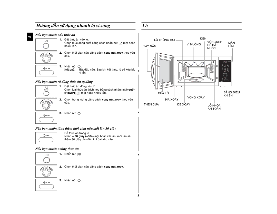 Samsung GE872-S/XSV manual Höôùng daãn söû duïng nhanh loø vi soùng, Loø, Neáu baïn muoán naáu thöùc aên 