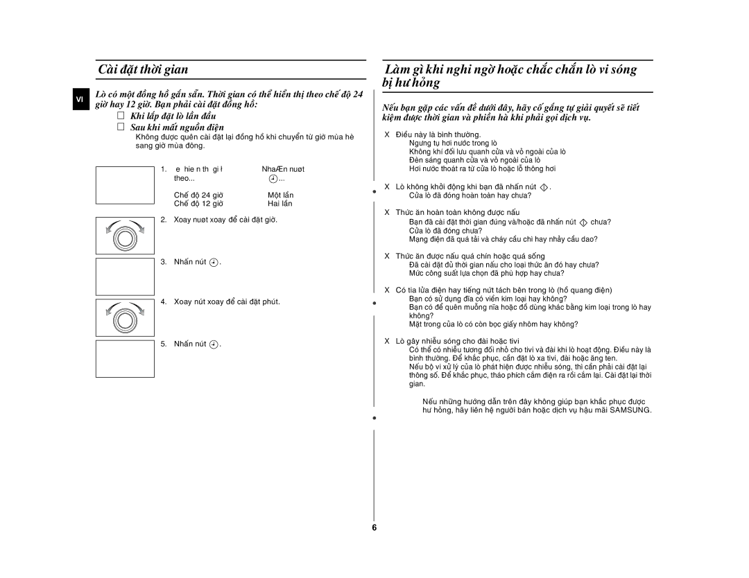 Samsung GE872-S/XSV manual Caøi ñaët thôøi gian, Ñeå hieån thò giôø, Theo 