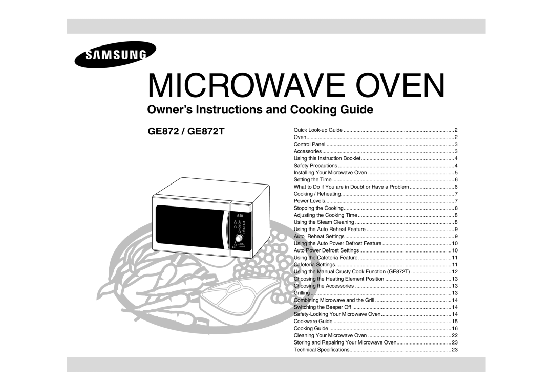 Samsung GE872-S/XSV manual Microwave Oven 