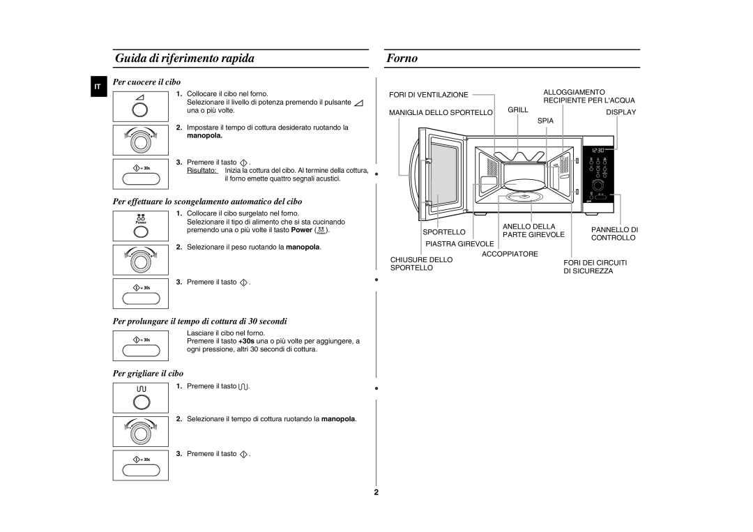 Samsung GE872T-B/XET manual Guida di riferimento rapida, Forno 