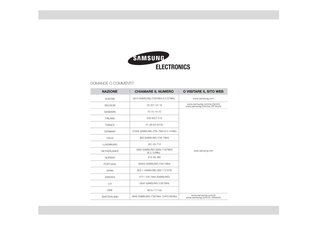 Samsung GE872T-B/XET manual Austria 