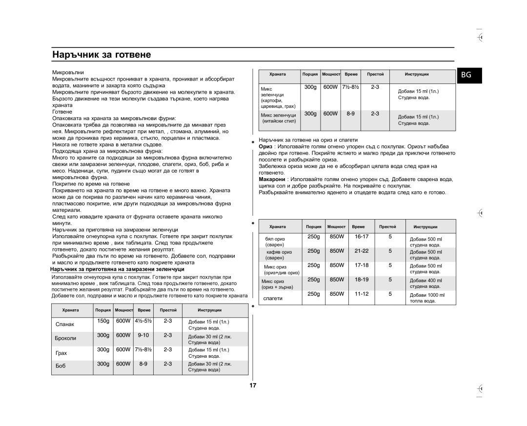 Samsung GE87L-S/BOL manual Наръчник за готвене 