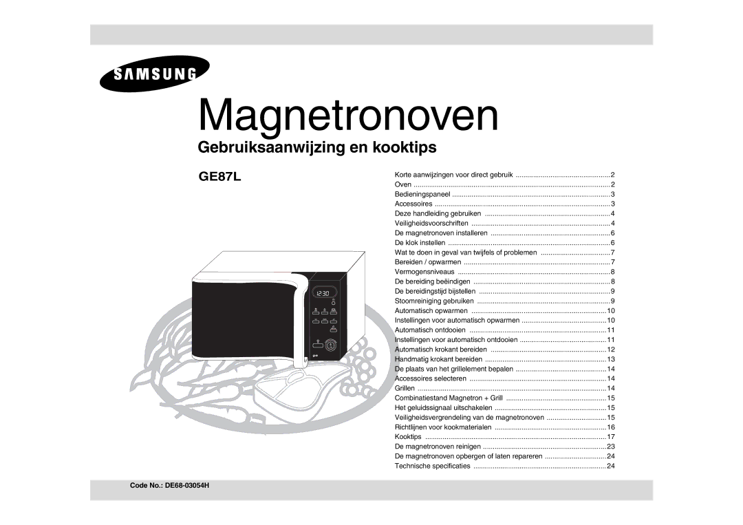 Samsung GE87L manual Magnetronoven, Code No. DE68-03054H 