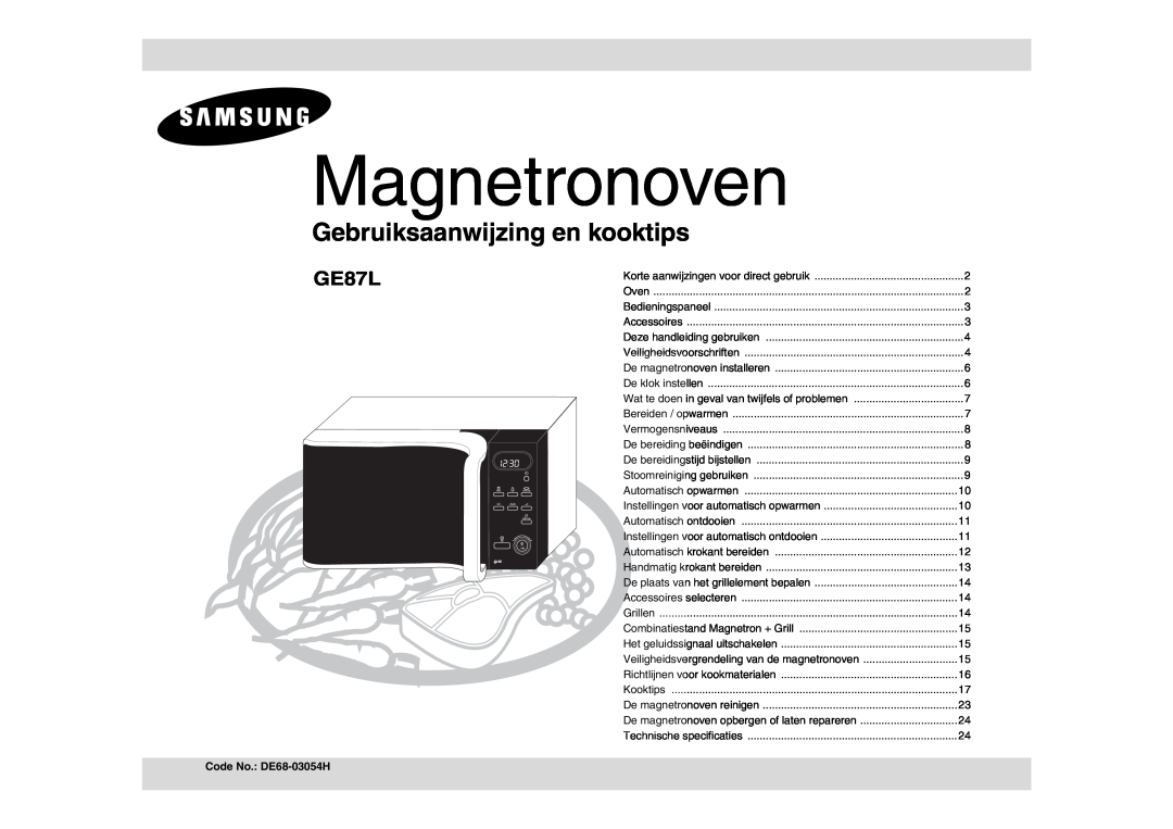 Samsung GE87L manual Magnetronoven, Gebruiksaanwijzing en kooktips 