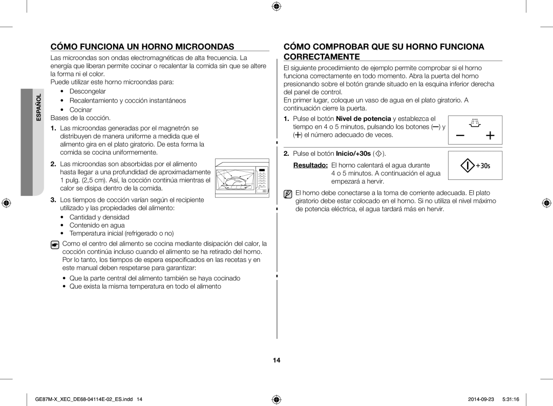 Samsung GE87M-X/XEC manual Cómo funciona un horno microondas, Cómo comprobar que su horno funciona correctamente 