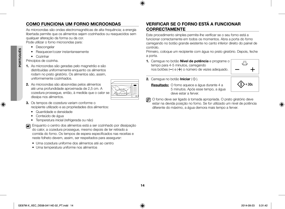 Samsung GE87M-X/XEC manual Como funciona um forno microondas, Verificar se o forno está a funcionar correctamente 